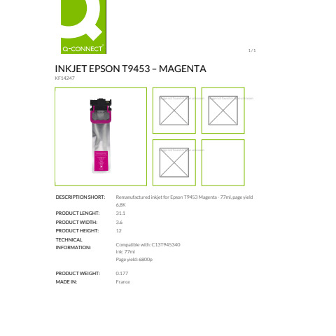 Cartuccia Q-Connect rigenerata Epson T9453 (C13T945340) magenta - KF14247